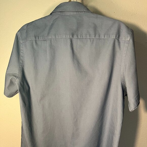 UNTUCKit Slim-Fit Denim-Blue 100% Cotton Short-Sleeve Button-Up SZ Med - Picture 5 of 5